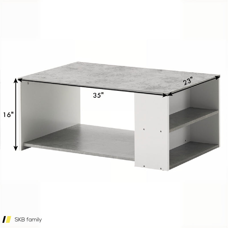 Coffee Table With Storage Shelves And Smooth Surface 240615-229315