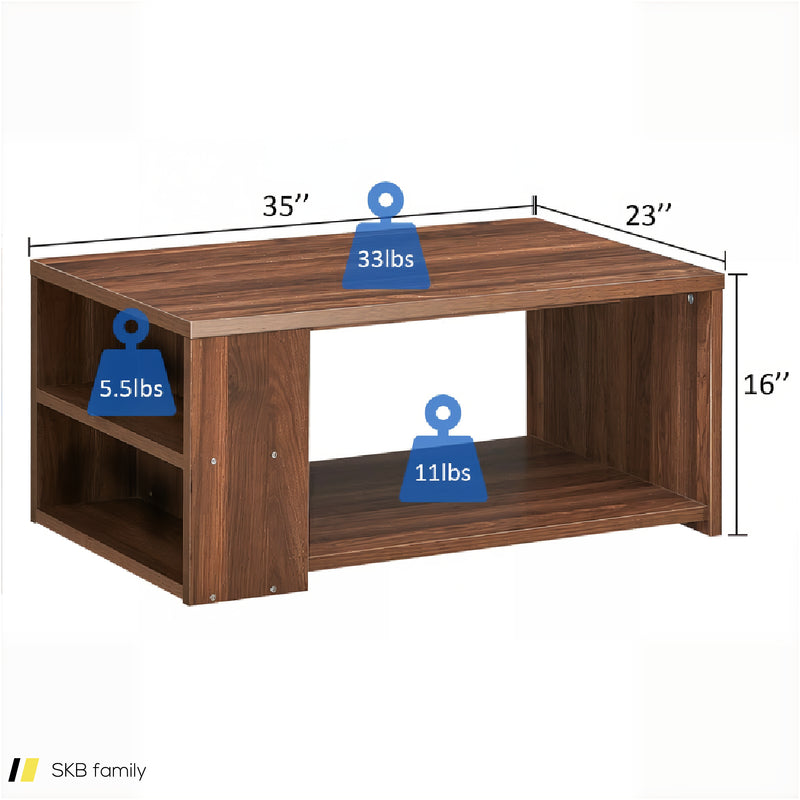 Coffee Table With Storage Shelves And Smooth Surface 240615-229315