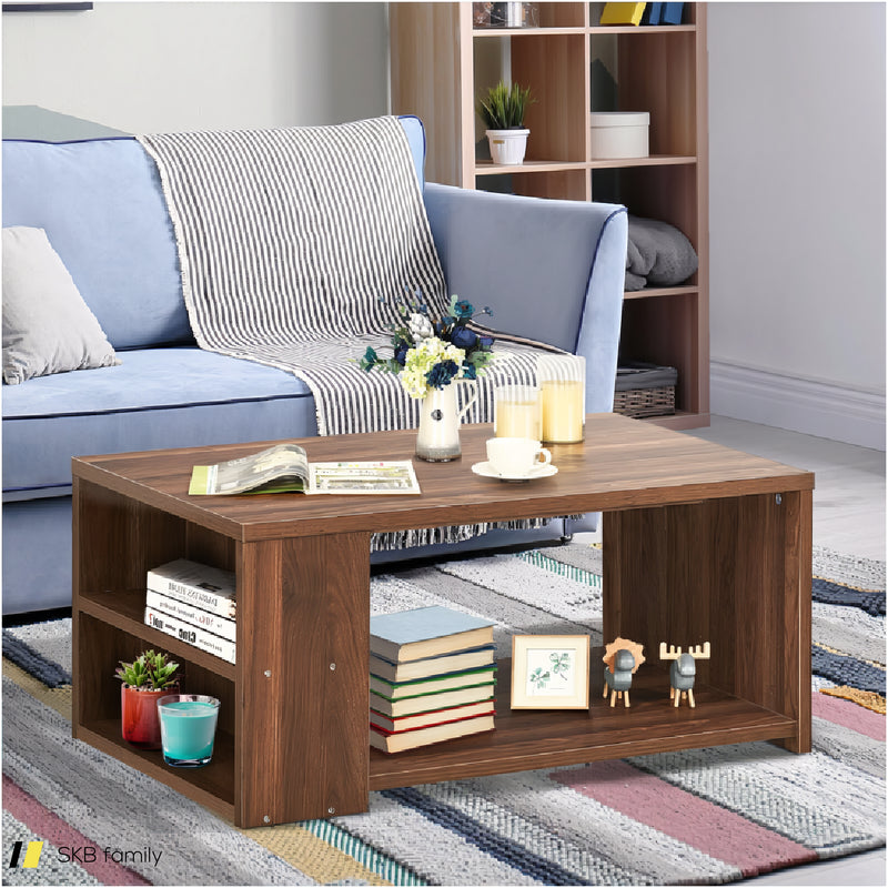 Coffee Table With Storage Shelves And Smooth Surface 240615-229315