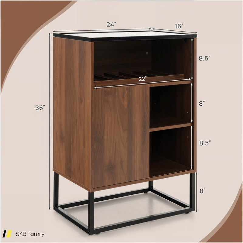 Wine Storage Cabinet Buffet Sideboard With Adjustable Shelf And Sliding Door 240615-229316