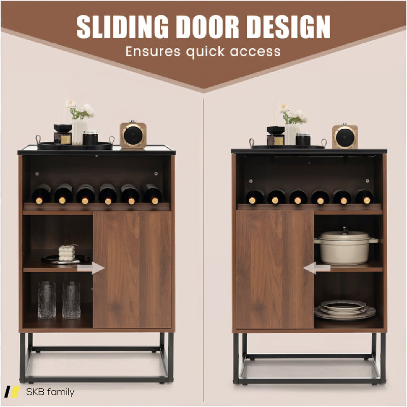 Wine Storage Cabinet Buffet Sideboard With Adjustable Shelf And Sliding Door 240615-229316