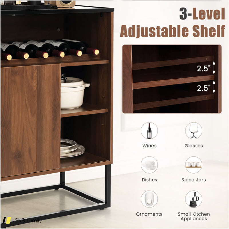 Wine Storage Cabinet Buffet Sideboard With Adjustable Shelf And Sliding Door 240615-229316