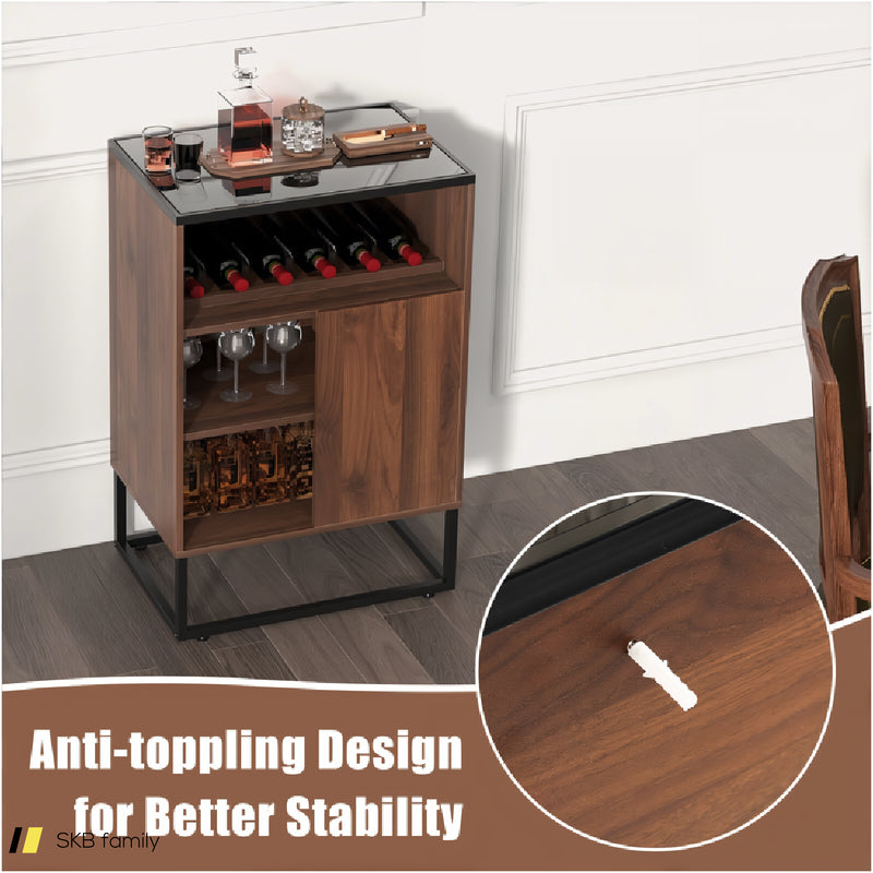 Wine Storage Cabinet Buffet Sideboard With Adjustable Shelf And Sliding Door 240615-229316