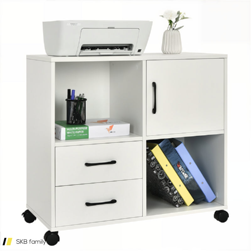 Mobile File Cabinet With Lateral Printer Stand And Storage Shelves 240615-229321