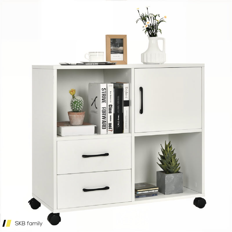 Mobile File Cabinet With Lateral Printer Stand And Storage Shelves 240615-229321