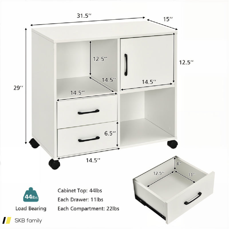 Mobile File Cabinet With Lateral Printer Stand And Storage Shelves 240615-229321