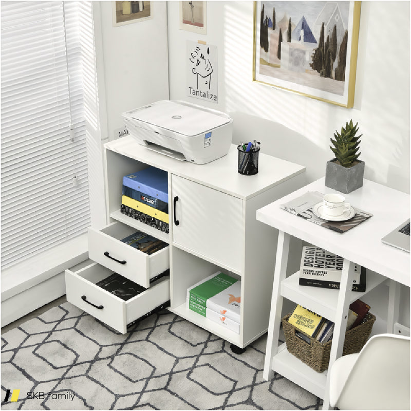 Mobile File Cabinet With Lateral Printer Stand And Storage Shelves 240615-229321