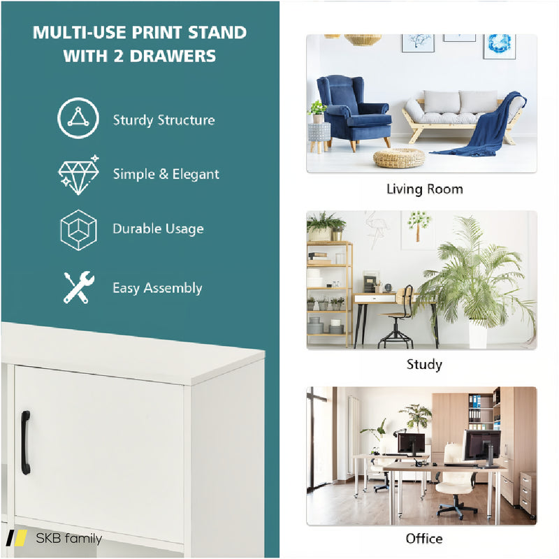 Mobile File Cabinet With Lateral Printer Stand And Storage Shelves 240615-229321