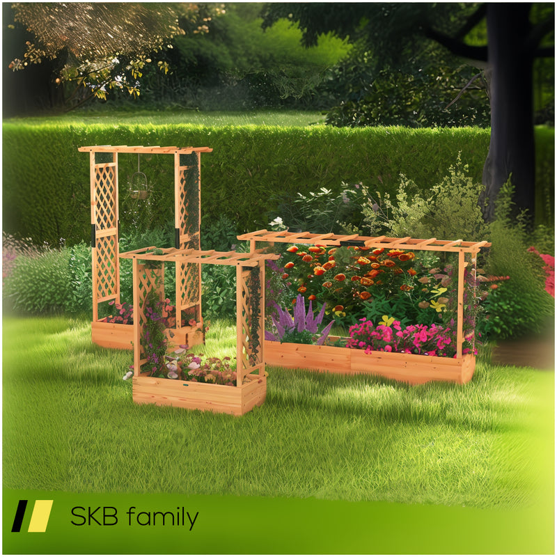 Raised Garden Bed With Side Trellis Hanging Roof And Planter Box 240615-229327