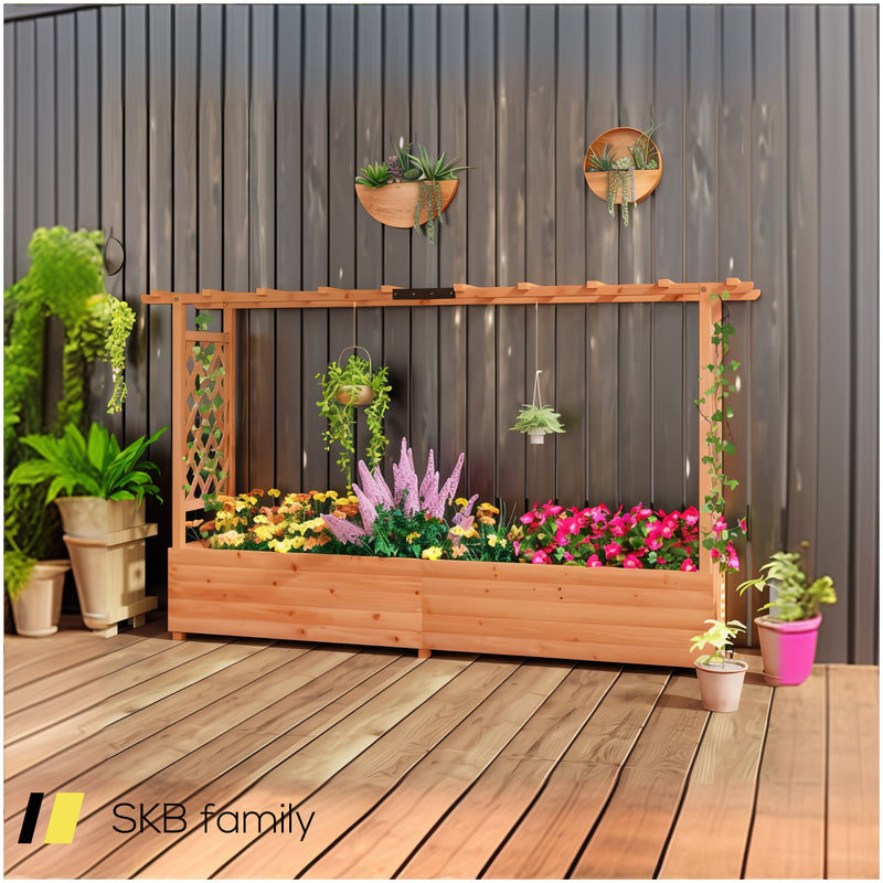 Raised Garden Bed With Side Trellis Hanging Roof And Planter Box 240615-229327