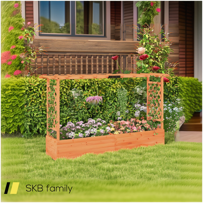 Raised Garden Bed With Side Trellis Hanging Roof And Planter Box 240615-229327