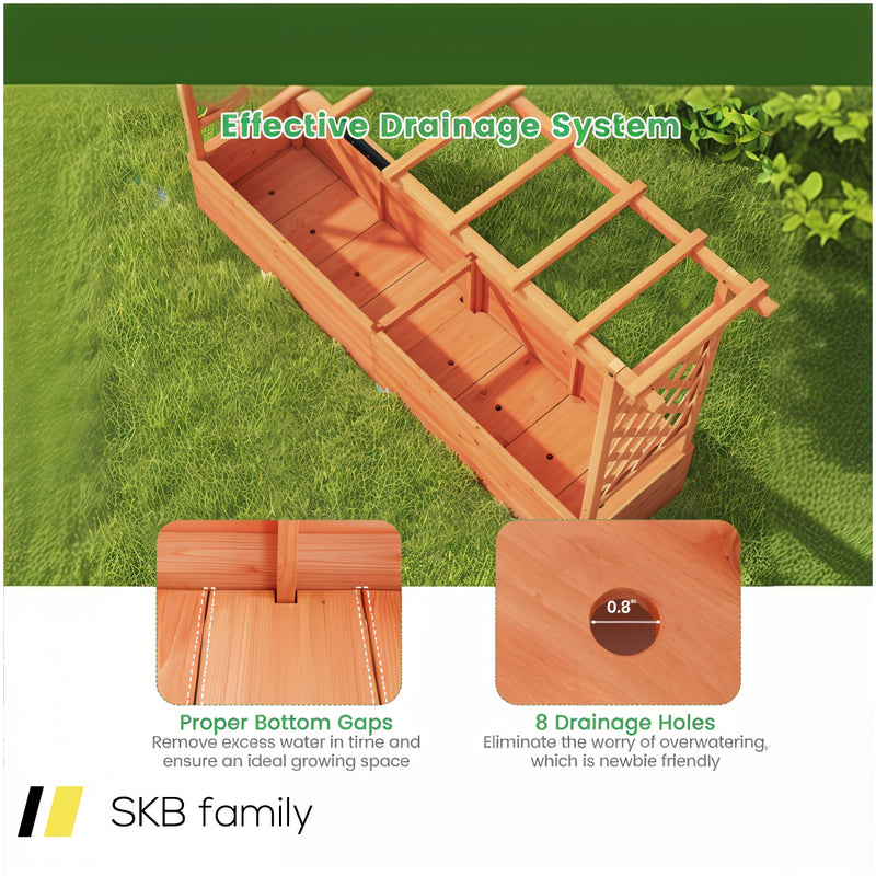 Raised Garden Bed With Side Trellis Hanging Roof And Planter Box 240615-229327