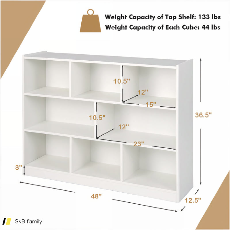 3-Tier Open Bookcase 8-Cube Floor Standing Storage Shelves 240615-229328