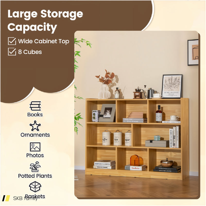 3-Tier Open Bookcase 8-Cube Floor Standing Storage Shelves 240615-229328