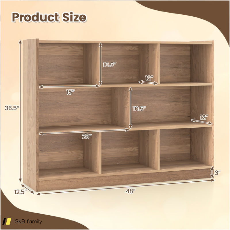 3-Tier Open Bookcase 8-Cube Floor Standing Storage Shelves 240615-229328