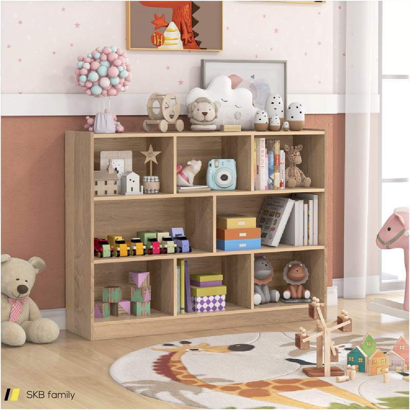 3-Tier Open Bookcase 8-Cube Floor Standing Storage Shelves 240615-229328