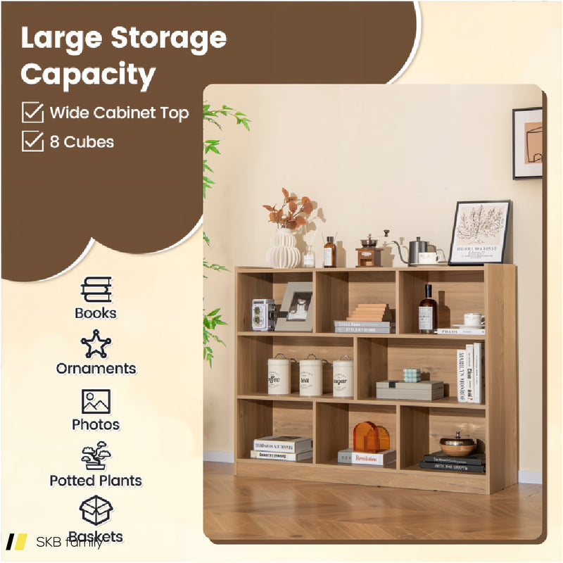 3-Tier Open Bookcase 8-Cube Floor Standing Storage Shelves 240615-229328