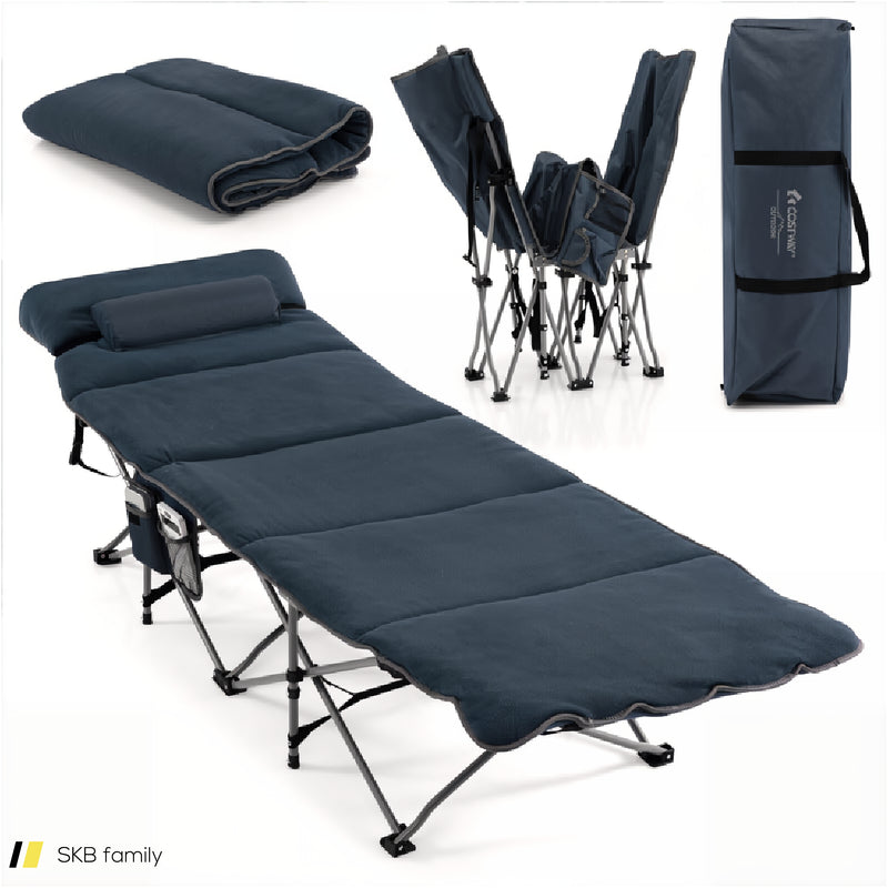 Folding Retractable Travel Camping Cot With Mattress And Carry Bag 240615-229330