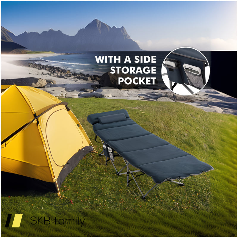 Folding Retractable Travel Camping Cot With Mattress And Carry Bag 240615-229330