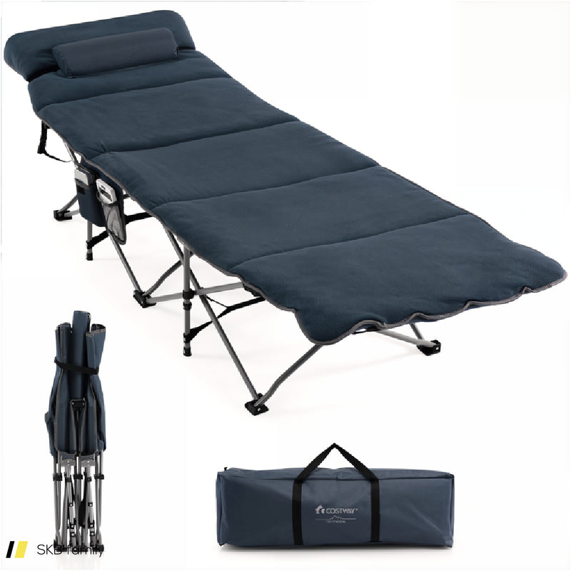 Folding Retractable Travel Camping Cot With Mattress And Carry Bag 240615-229330