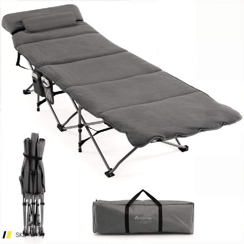 Folding Retractable Travel Camping Cot With Mattress And Carry Bag 240615-229330