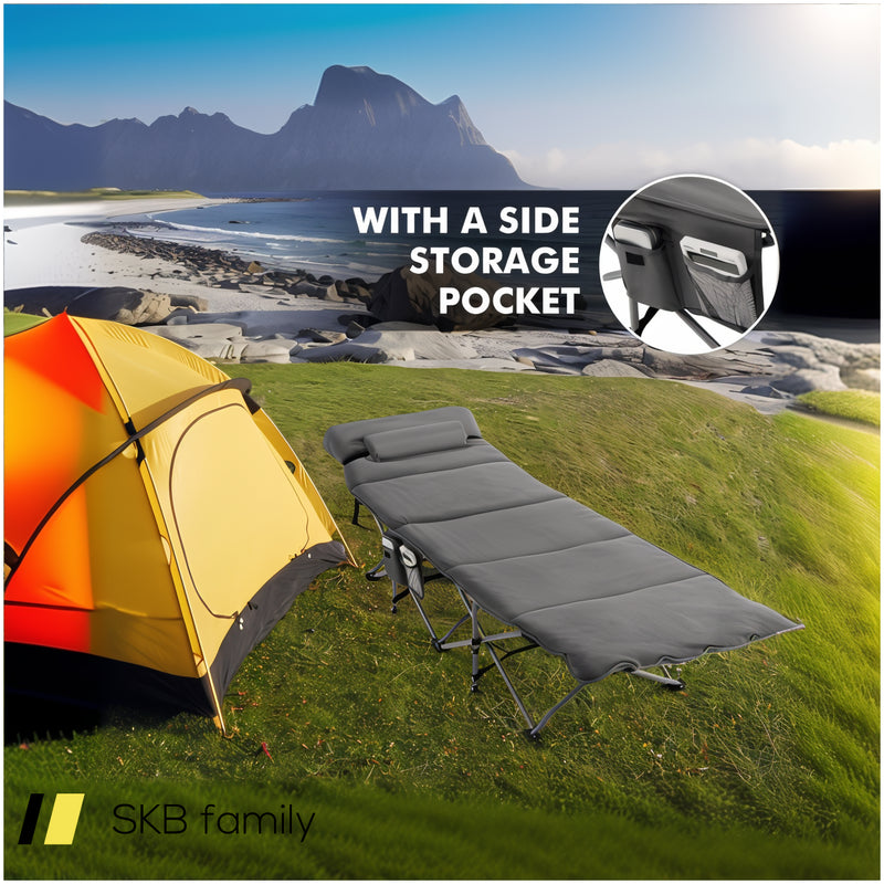 Folding Retractable Travel Camping Cot With Mattress And Carry Bag 240615-229330