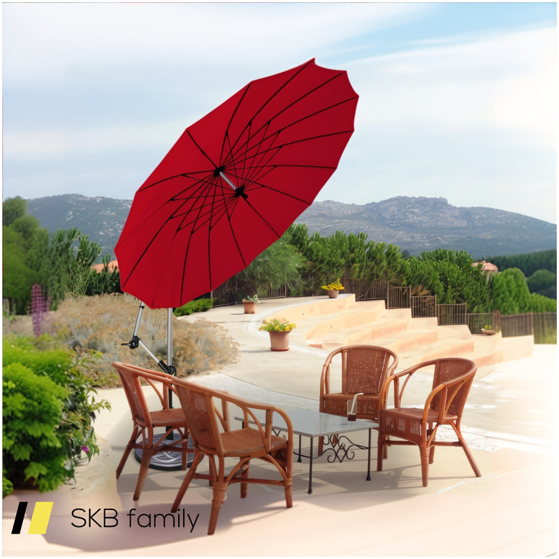 10 Feet Patio Offset Umbrella Market Hanging Umbrella For Backyard Poolside Lawn Garden 240615-229331