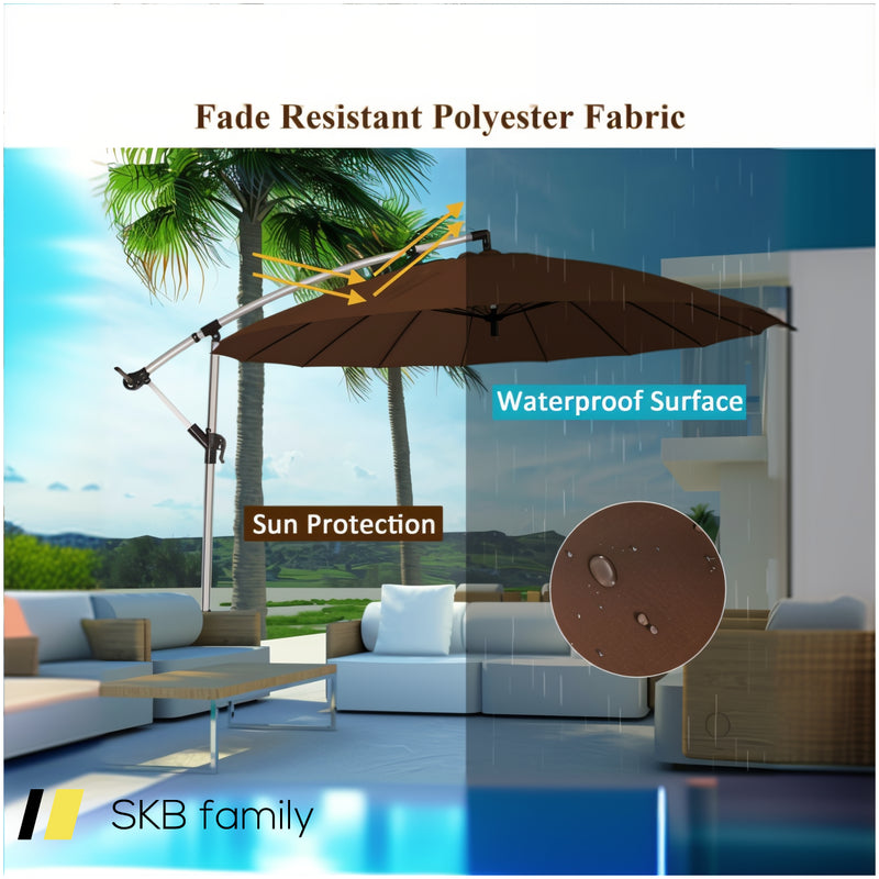 10 Feet Patio Offset Umbrella Market Hanging Umbrella For Backyard Poolside Lawn Garden 240615-229331