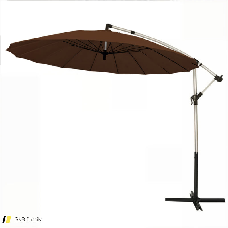 10 Feet Patio Offset Umbrella Market Hanging Umbrella For Backyard Poolside Lawn Garden 240615-229331