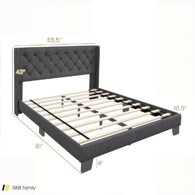 Twin/Full/Queen Size Upholstered Platform Bed With Button Tufted Headboard 240615-229332