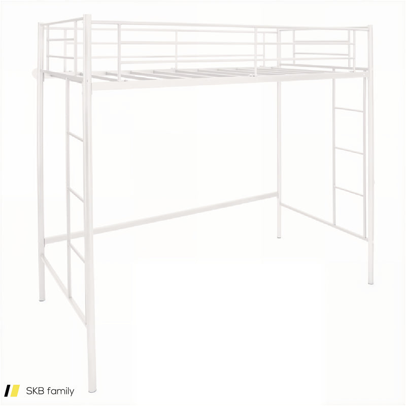 Twin Loft Bed Frame With 2 Ladders Full-Length Guardrail 240615-229335