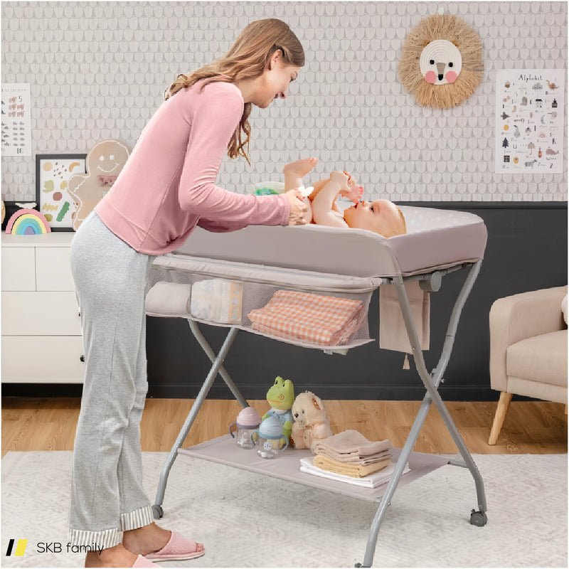 Baby Changing Table With Safety Belt And 4-Side Defence 240615-229337