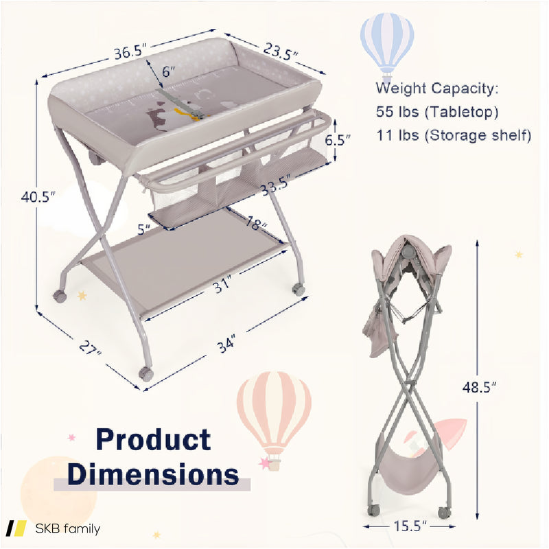 Baby Changing Table With Safety Belt And 4-Side Defence 240615-229337