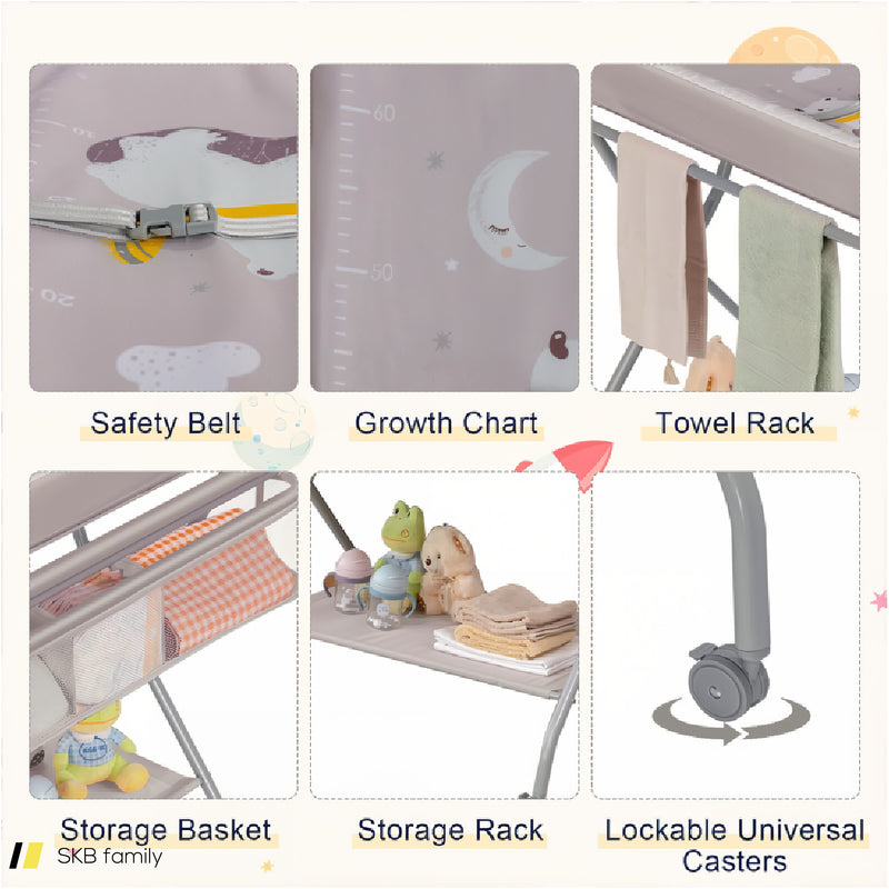 Baby Changing Table With Safety Belt And 4-Side Defence 240615-229337