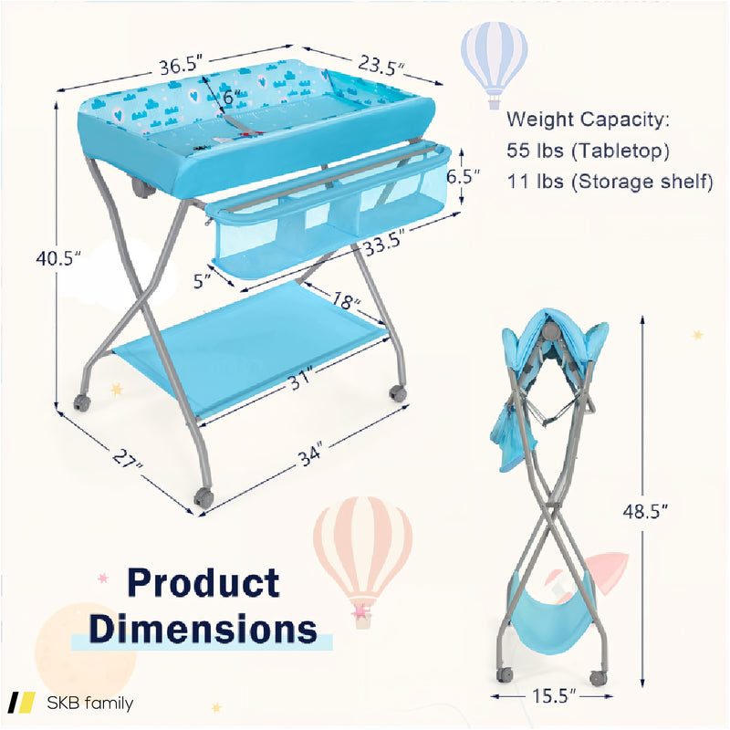 Baby Changing Table With Safety Belt And 4-Side Defence 240615-229337