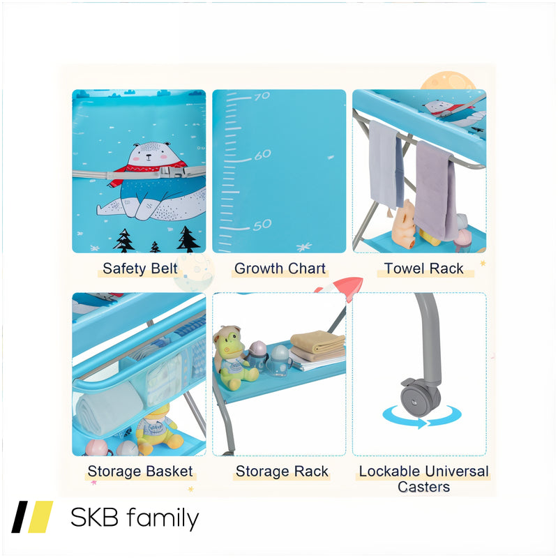 Baby Changing Table With Safety Belt And 4-Side Defence 240615-229337