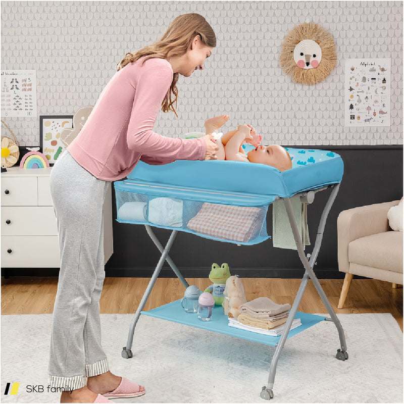 Baby Changing Table With Safety Belt And 4-Side Defence 240615-229337