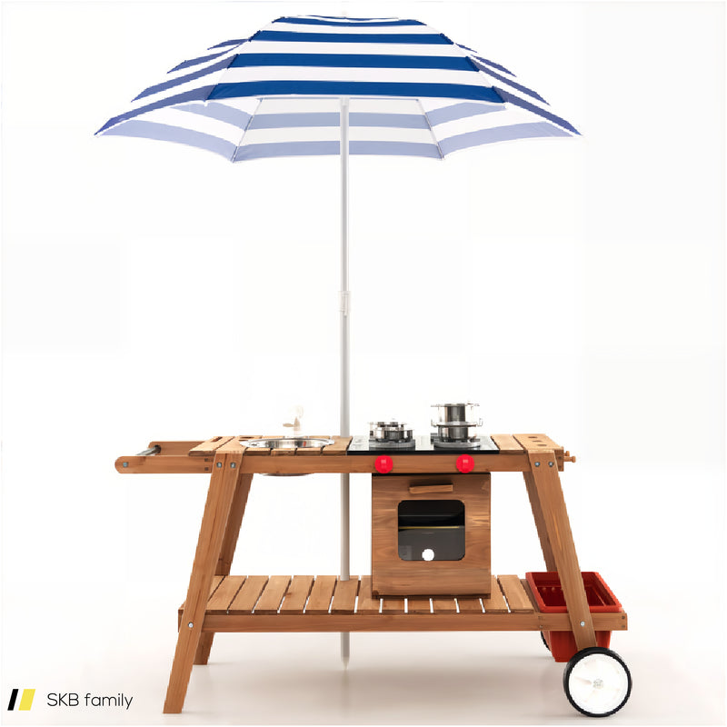 Wooden Play Cart With Sun Proof Umbrella For Toddlers Over 3 Years Old 240615-229339