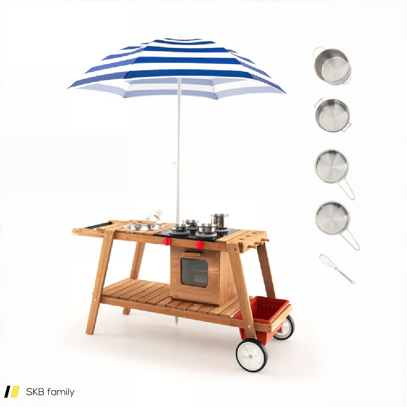 Wooden Play Cart With Sun Proof Umbrella For Toddlers Over 3 Years Old 240615-229339