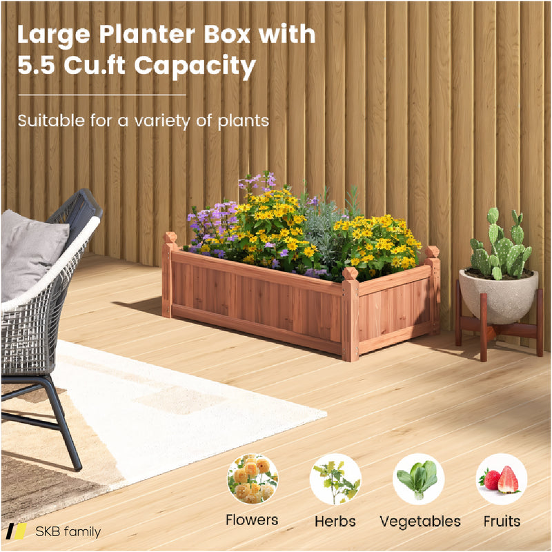 46 X 24 X 16 Inch Rectangular Planter Box With Drainage Holes For Backyard Garden Lawn 240615-229341