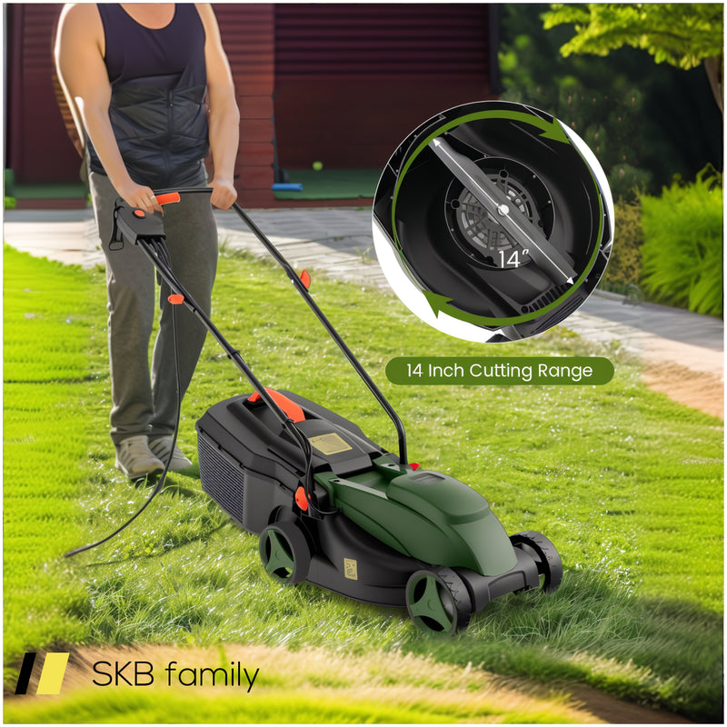 12-Amp 13.5 Inch Adjustable Electric Corded Lawn Mower With Collection Box 240615-229343