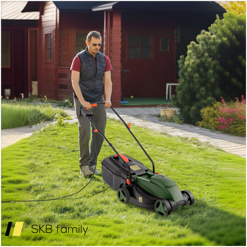 12-Amp 13.5 Inch Adjustable Electric Corded Lawn Mower With Collection Box 240615-229343