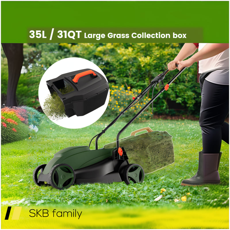 12-Amp 13.5 Inch Adjustable Electric Corded Lawn Mower With Collection Box 240615-229343