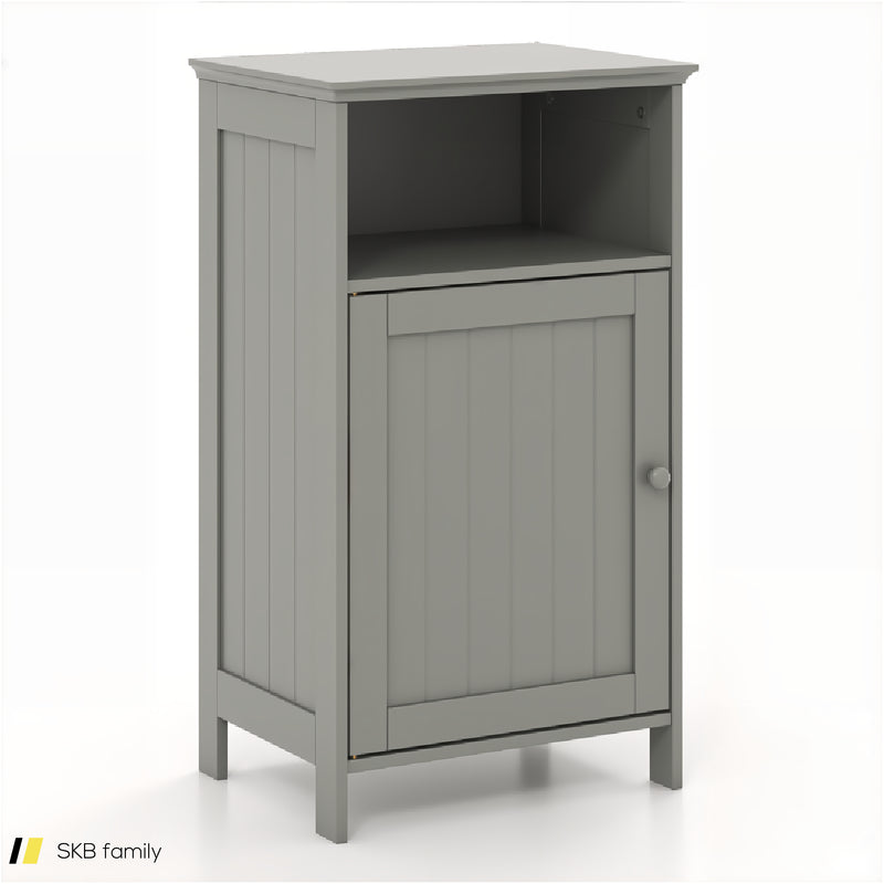 Bathroom Freestanding Adjustable Shelf Floor Storage Cabinet 240615-229344