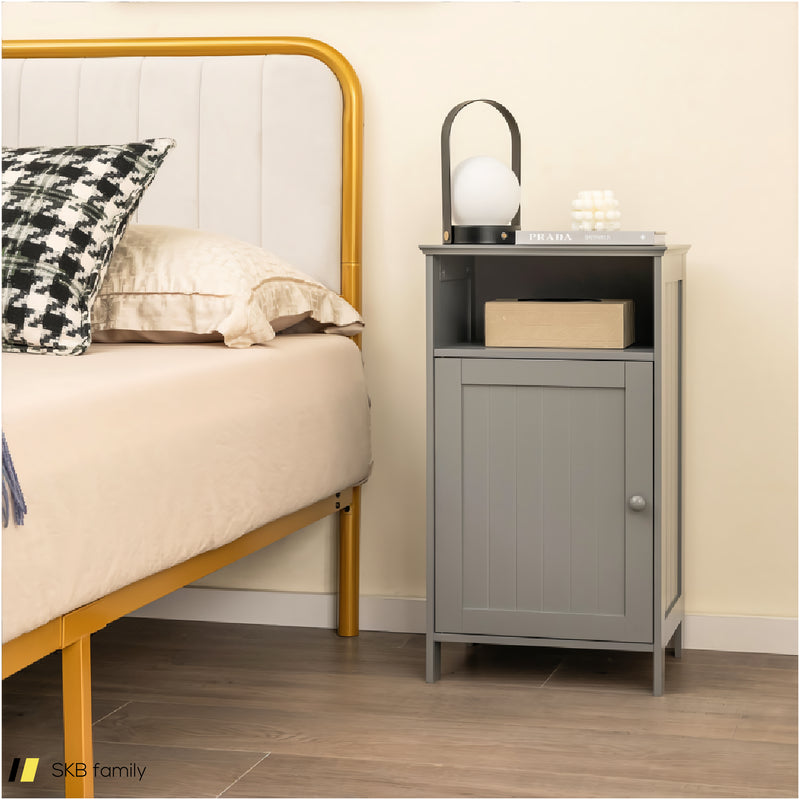 Bathroom Freestanding Adjustable Shelf Floor Storage Cabinet 240615-229344