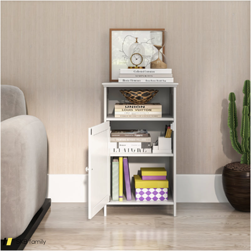 Bathroom Freestanding Adjustable Shelf Floor Storage Cabinet 240615-229344