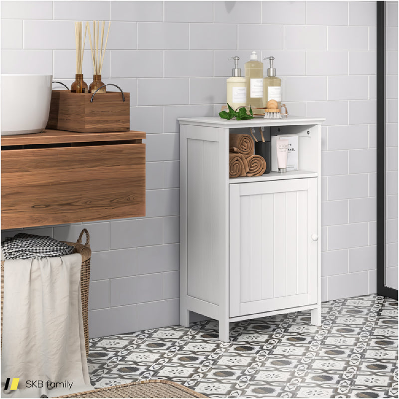 Bathroom Freestanding Adjustable Shelf Floor Storage Cabinet 240615-229344