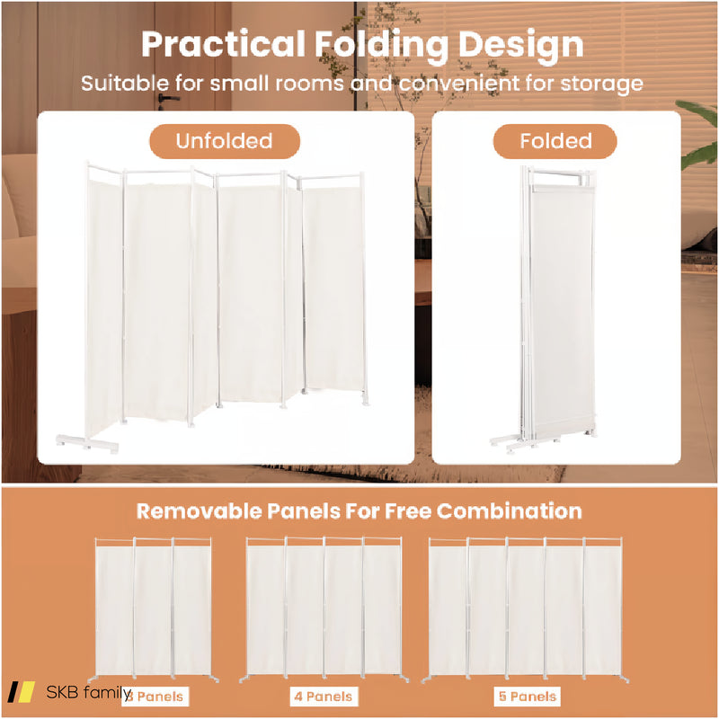 6 Feet 6-Panel Room Divider With Steel Support Base 240615-229346