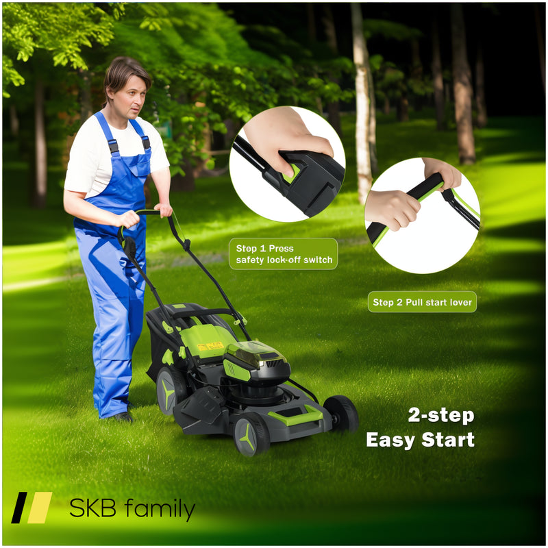 40v 18 Inch Brushless Cordless Push Lawn Mower 4.0ah Batteries And 2 Chargers 240615-229349