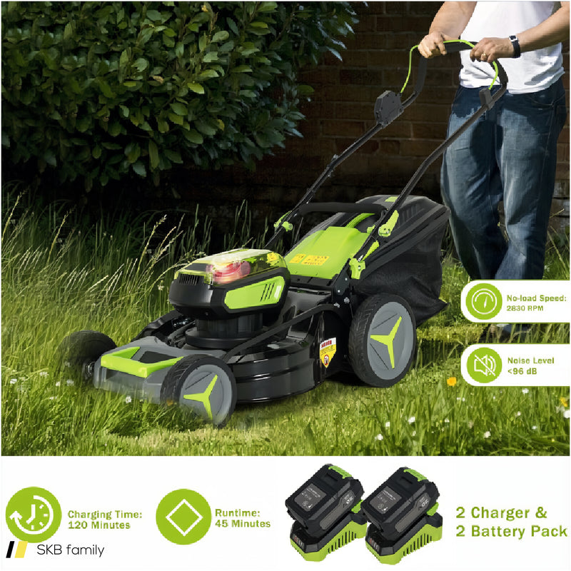 40v 18 Inch Brushless Cordless Push Lawn Mower 4.0ah Batteries And 2 Chargers 240615-229349